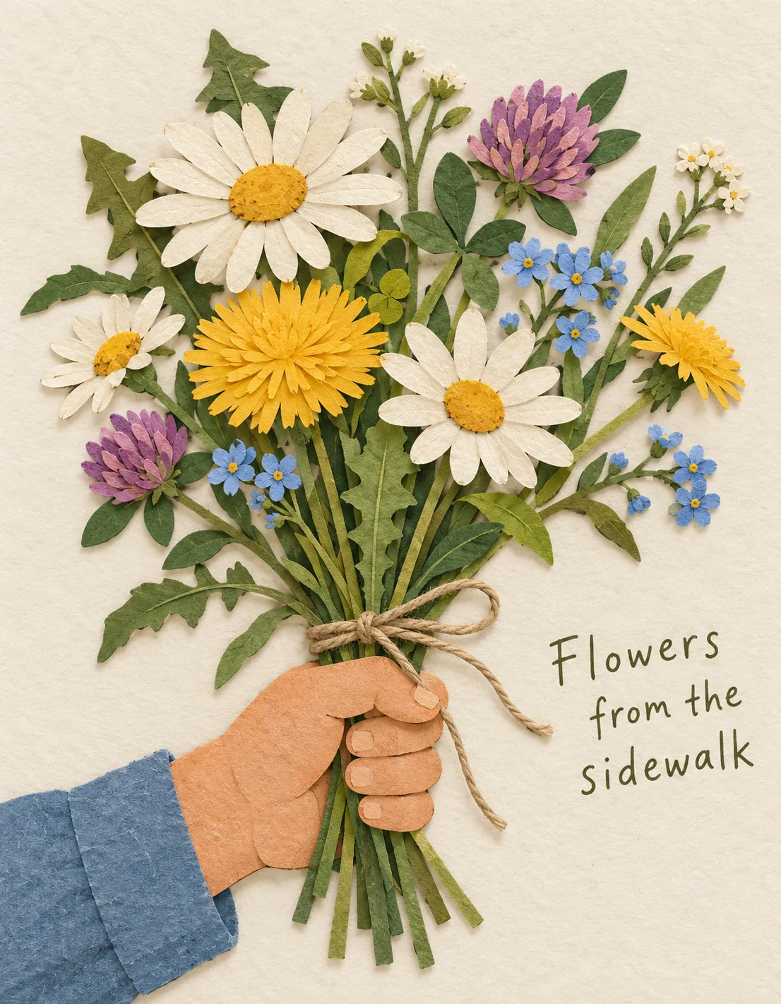 Just Because card illustration: flowers from the sidewalk