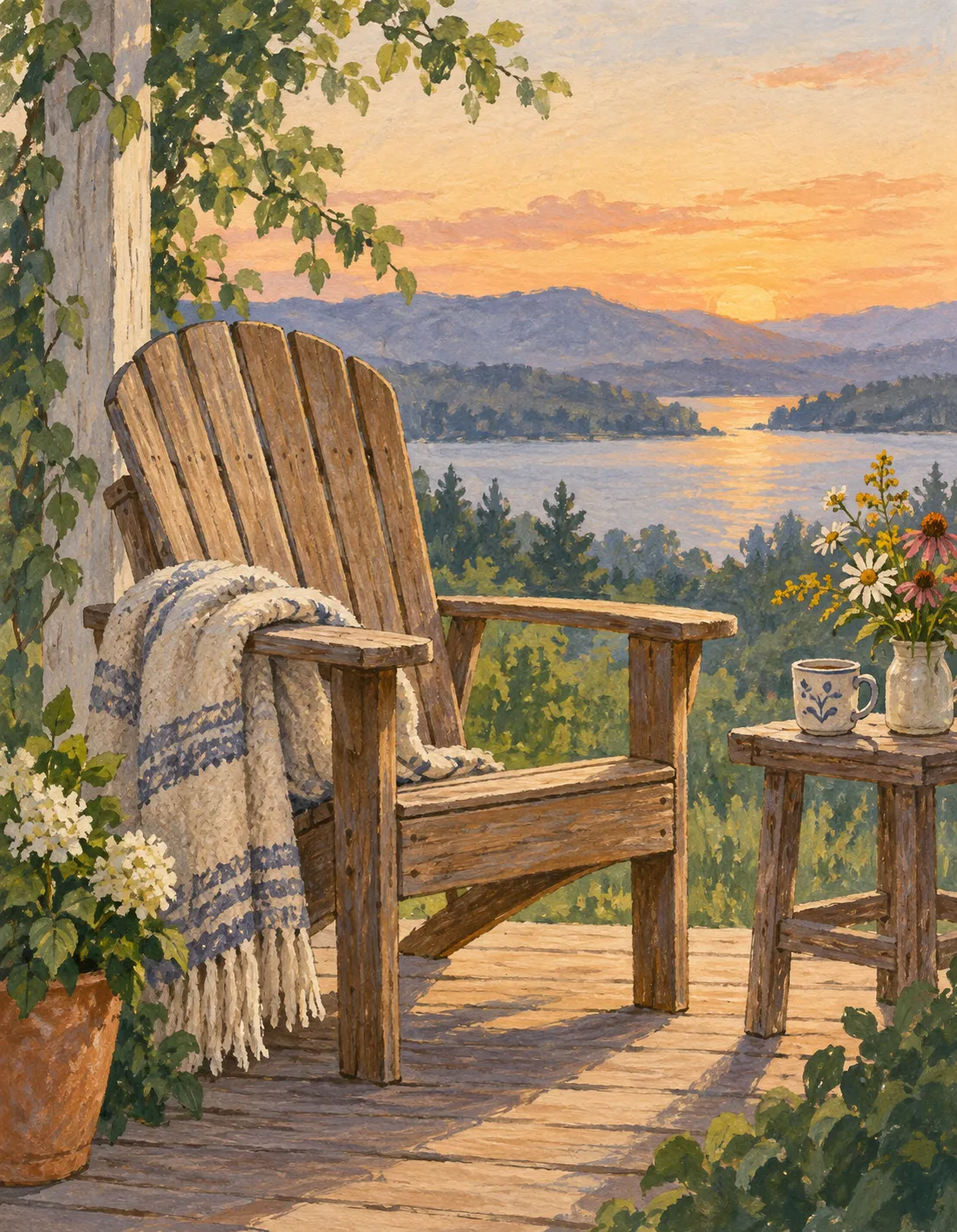 Miss You card illustration: empty chair