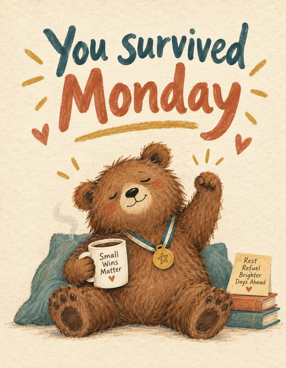 Just for Fun card illustration: survived Monday