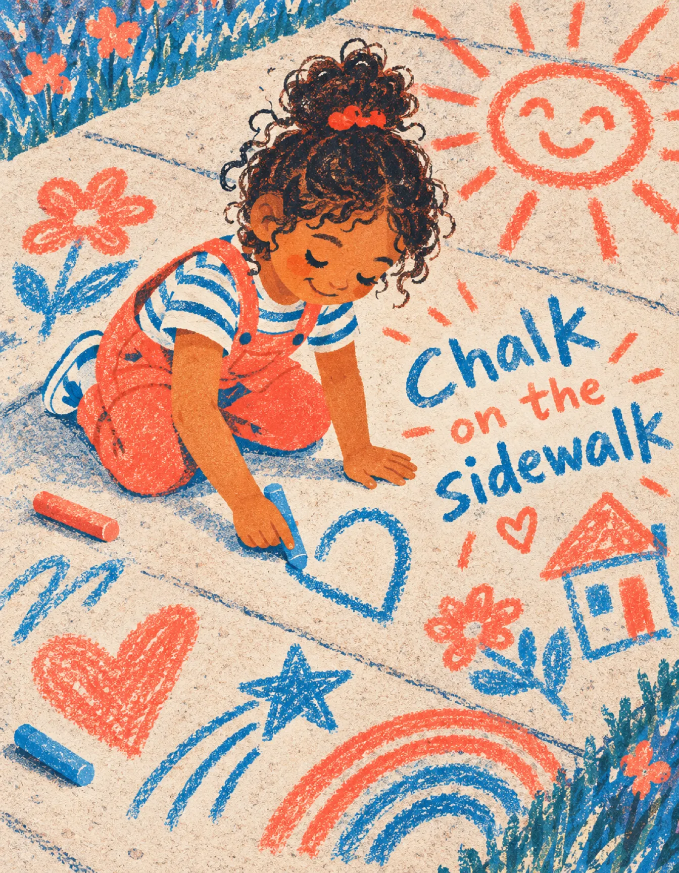 Daughter card illustration: chalk on the sidewalk