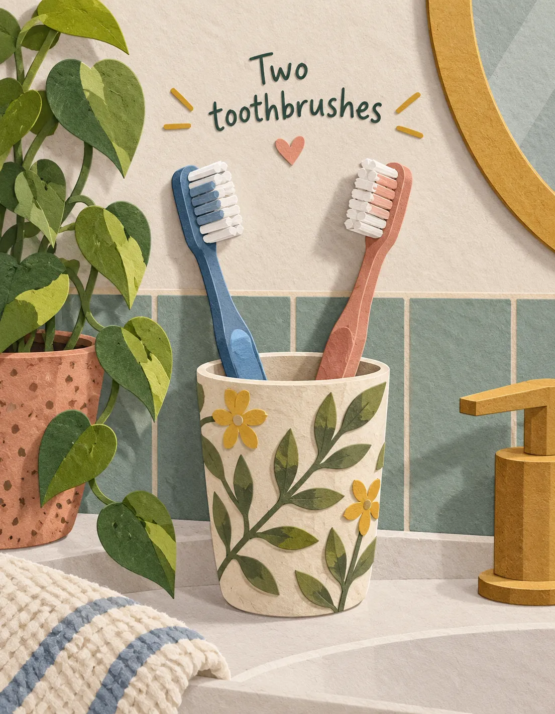 Partner card illustration: two toothbrushes