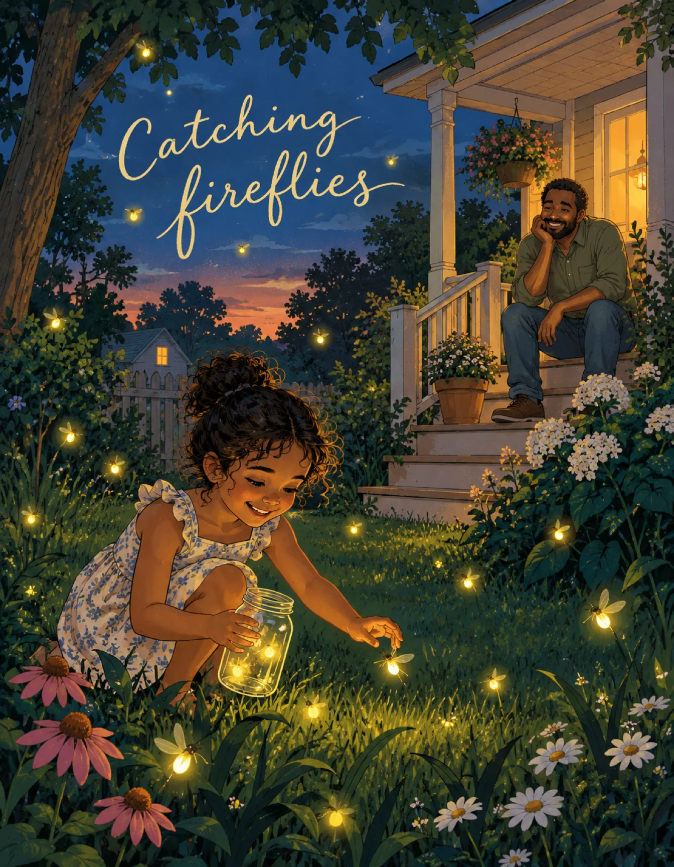 Daughter card illustration: catching fireflies