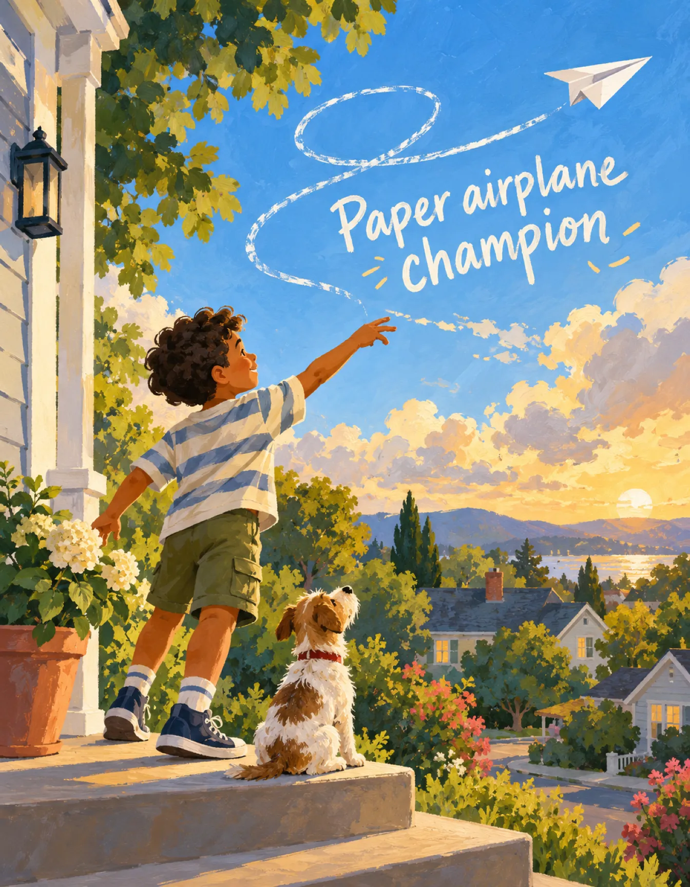 Son card illustration: paper airplane champion