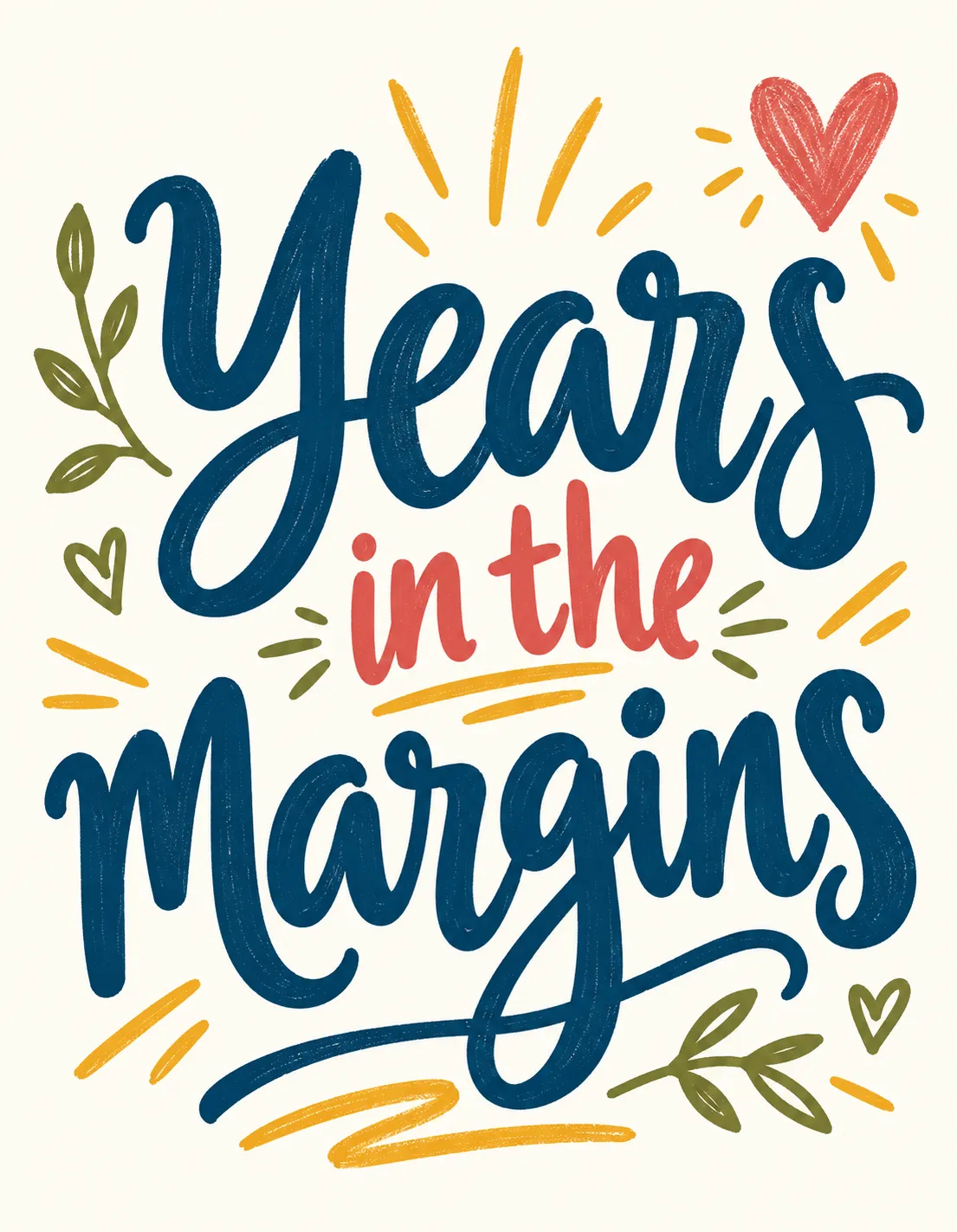 Anniversary card illustration: years in the margins