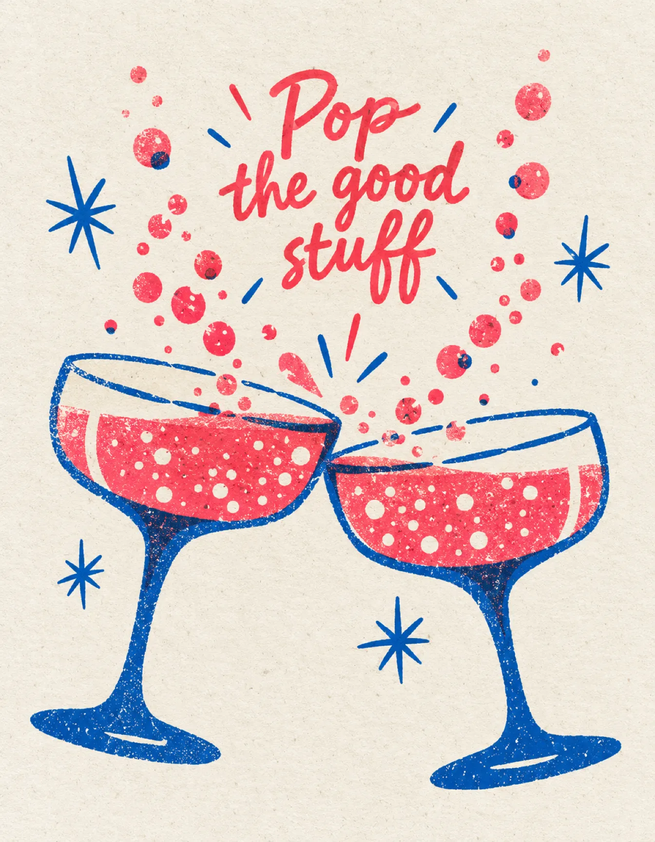 Congratulations card illustration: pop the good stuff