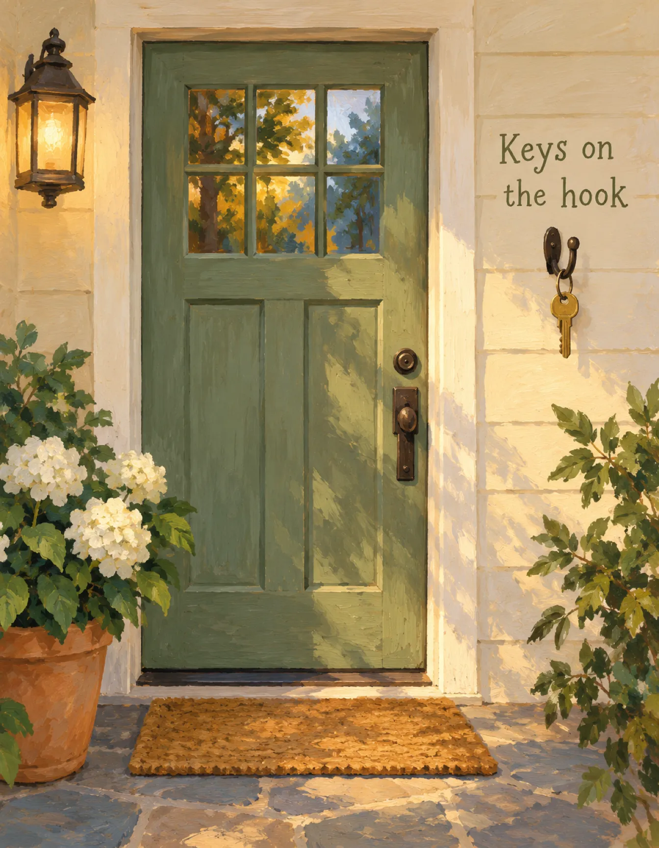 New Home card illustration: keys on the hook
