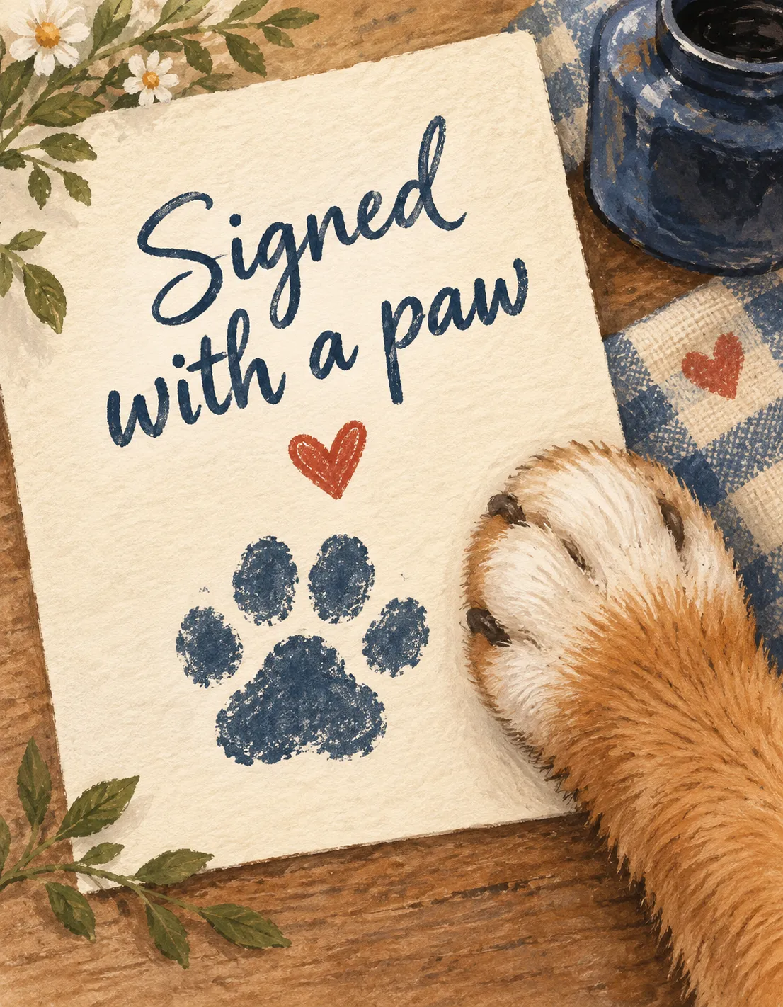 From Your Pet card illustration: signed with a paw