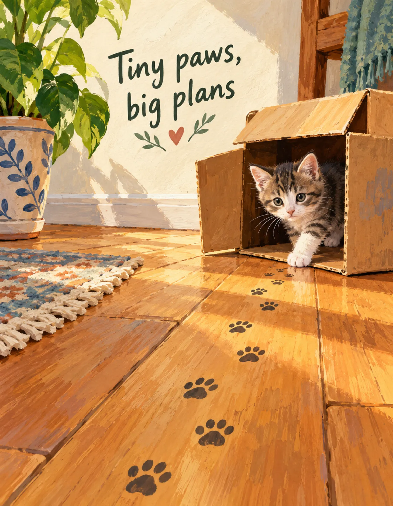 New Pet card illustration: tiny paws, big plans