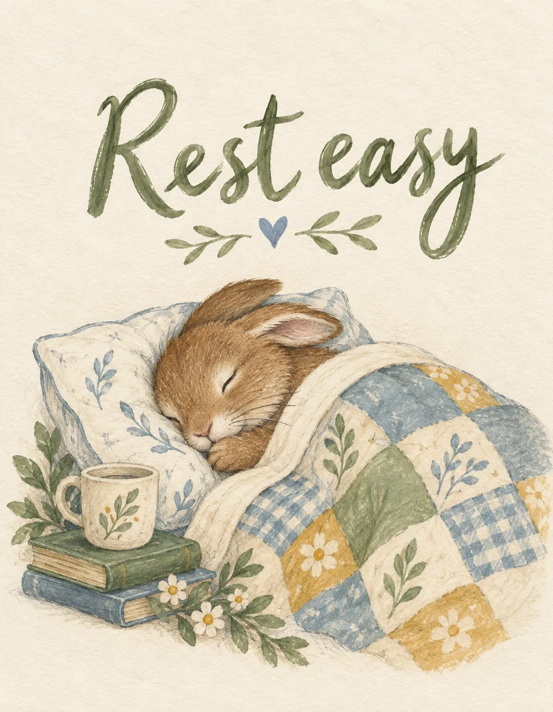 Get Well card illustration: rest up