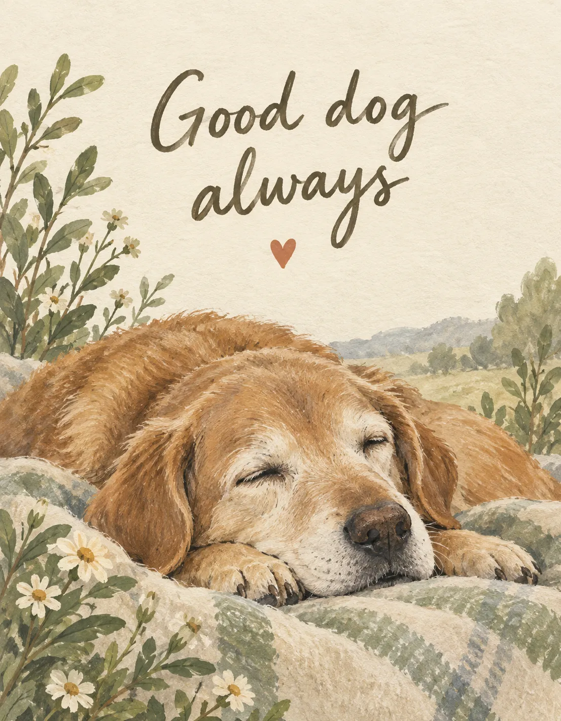 Pet Loss card illustration: quiet tribute to a beloved pet